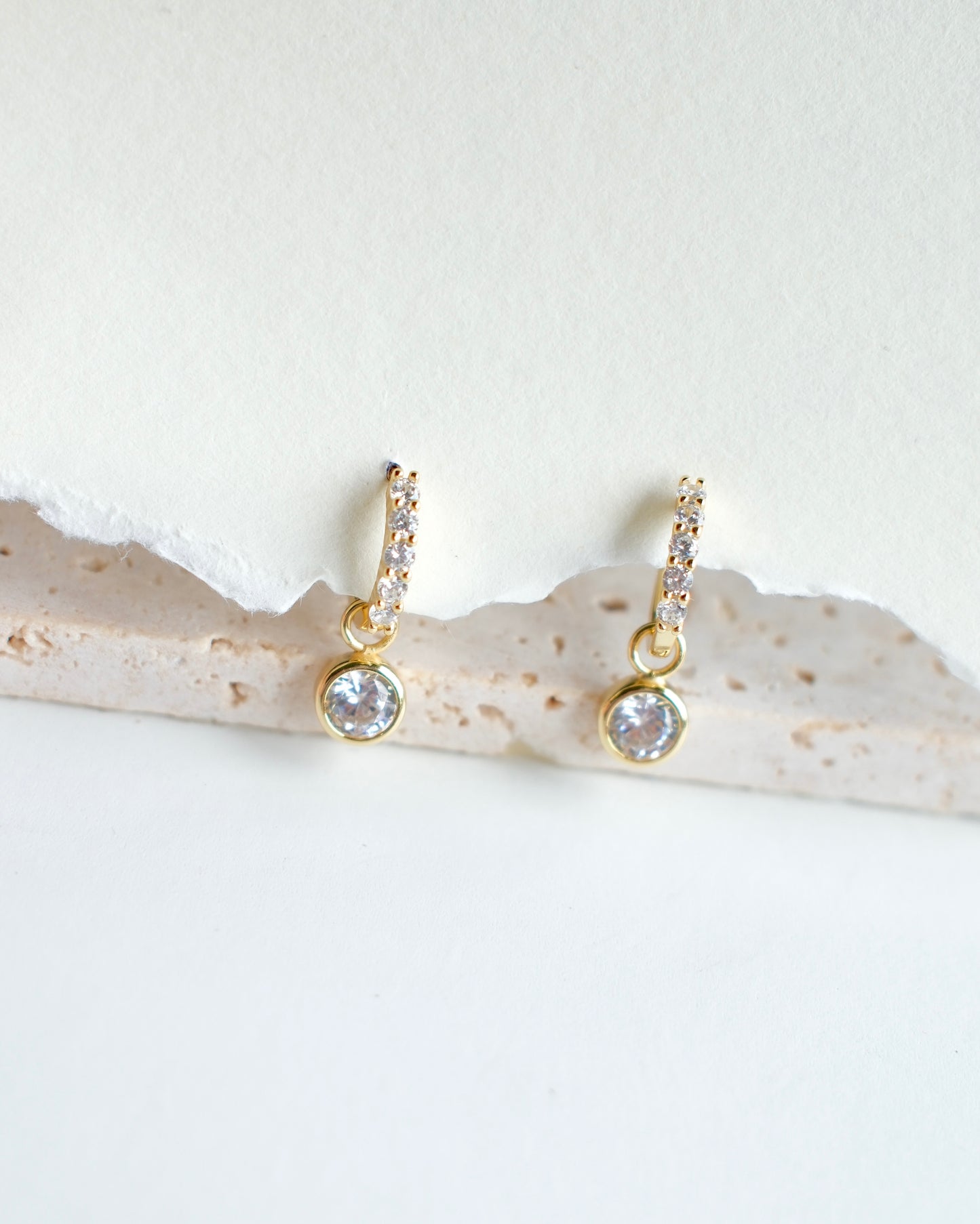 CZ Stone Drop Hoops