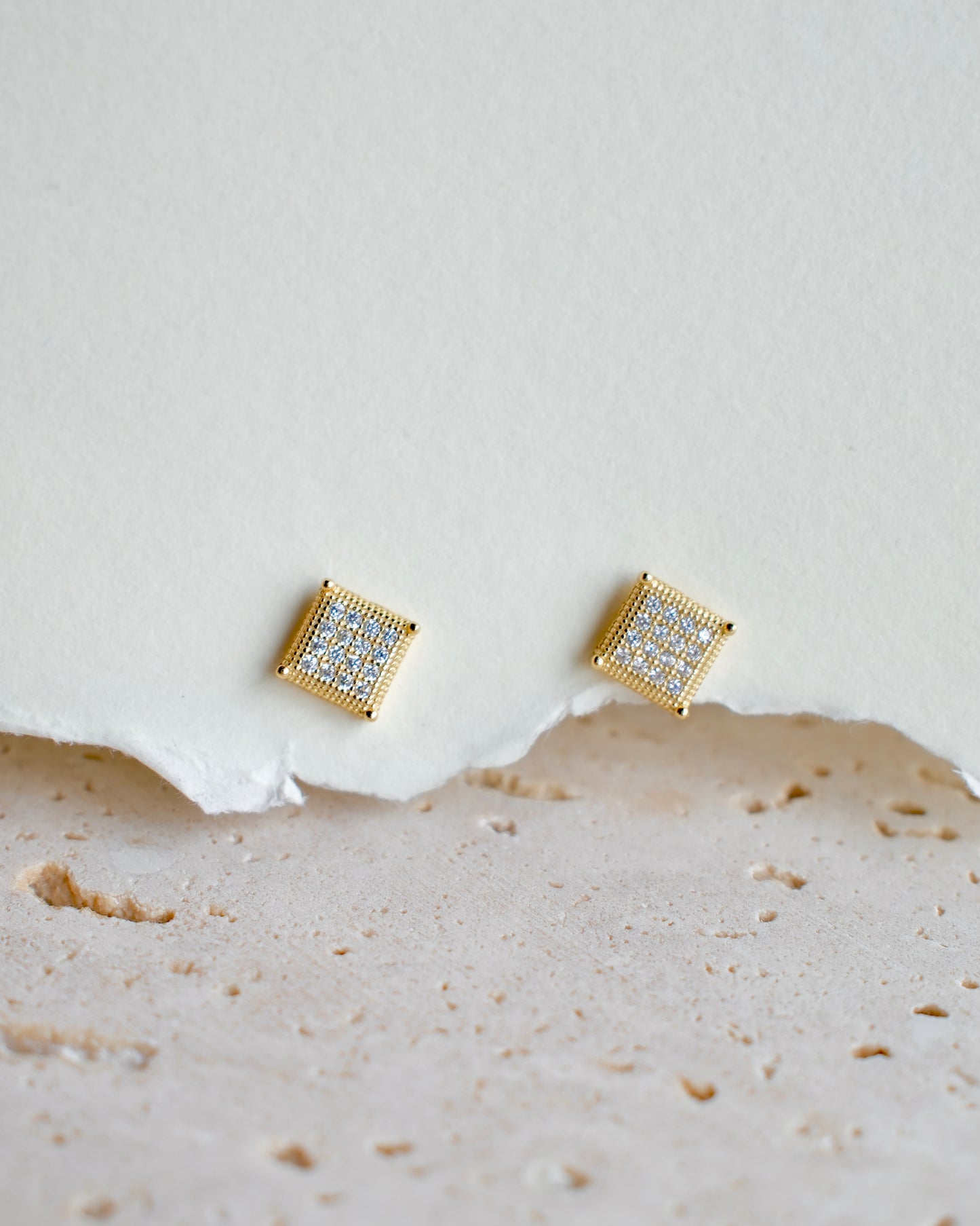 Crystal Square Studs