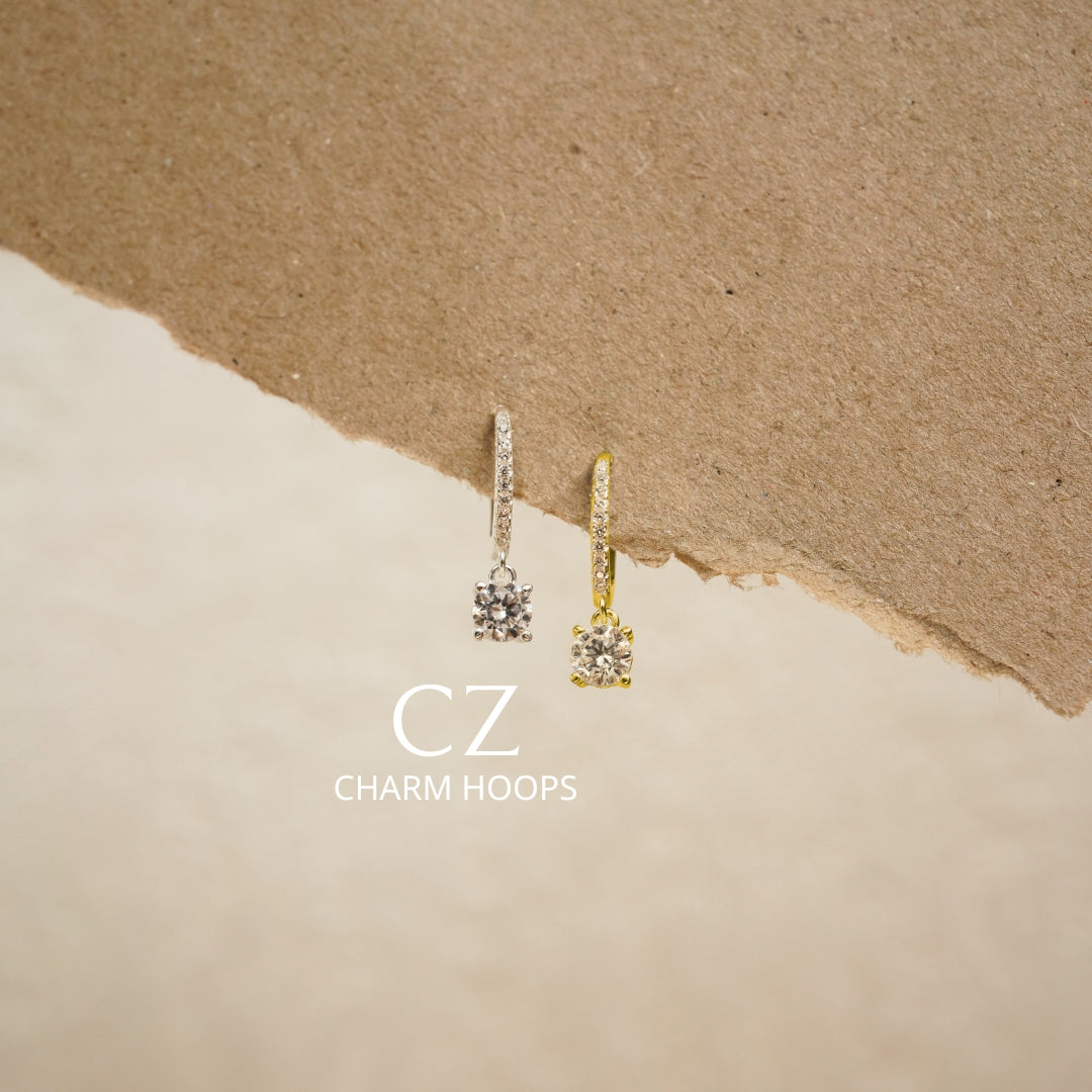 CZ Charm Hoops